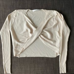 Live the Process ribbed cross body sweater in cream